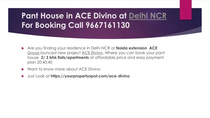pant house in ace divino at delhi ncr for booking call 9667161130