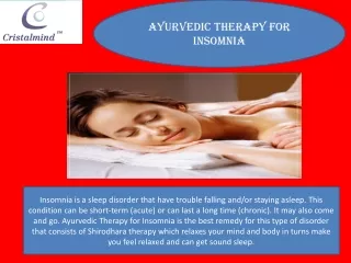Cristalmind.com -Ayurvedic Therapy for Insomnia