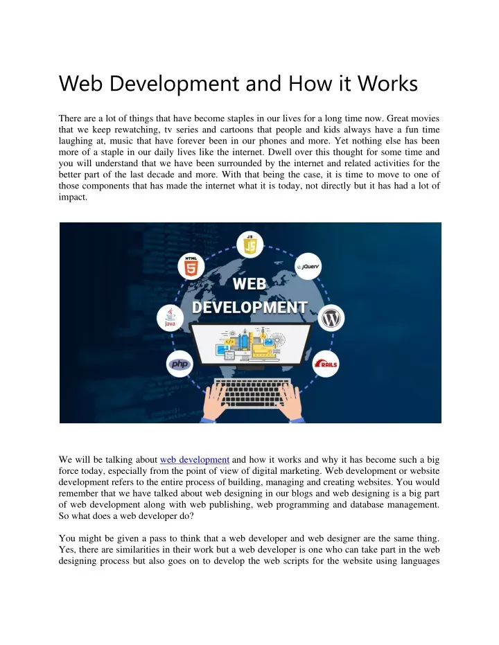 web development and how it works