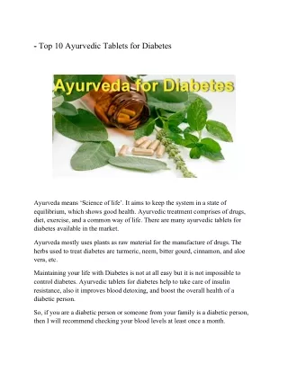 Ayurvedic Tablets for Diabetes