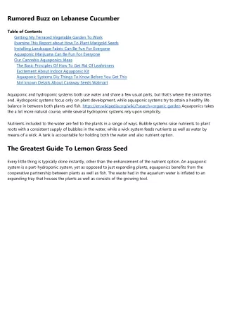rumored buzz on lebanese cucumber