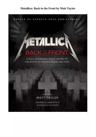 Read\Download Metallica: Back to the Front Books Full Page