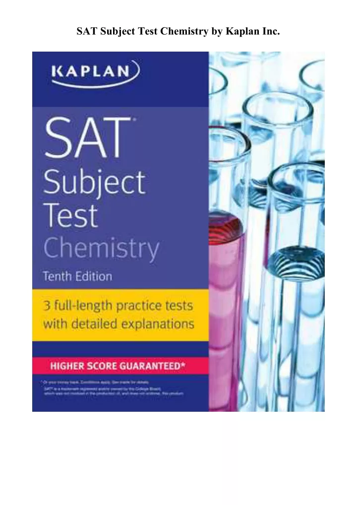 sat subject test chemistry by kaplan inc