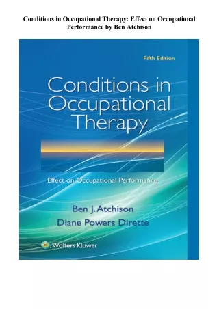 Read Online Conditions in Occupational Therapy: Effect on Occupational Performance Books full online