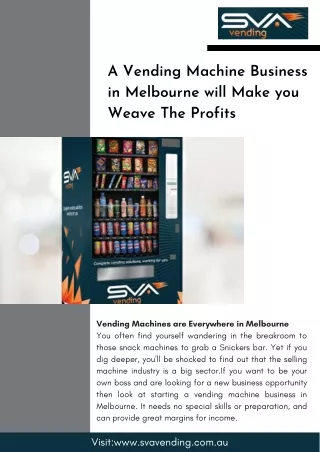 a vending machine business in melbourne will make