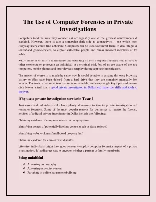 the use of computer forensics in private