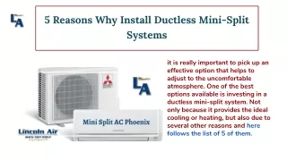 5 Reasons why Install Ductless Mini Split Systems