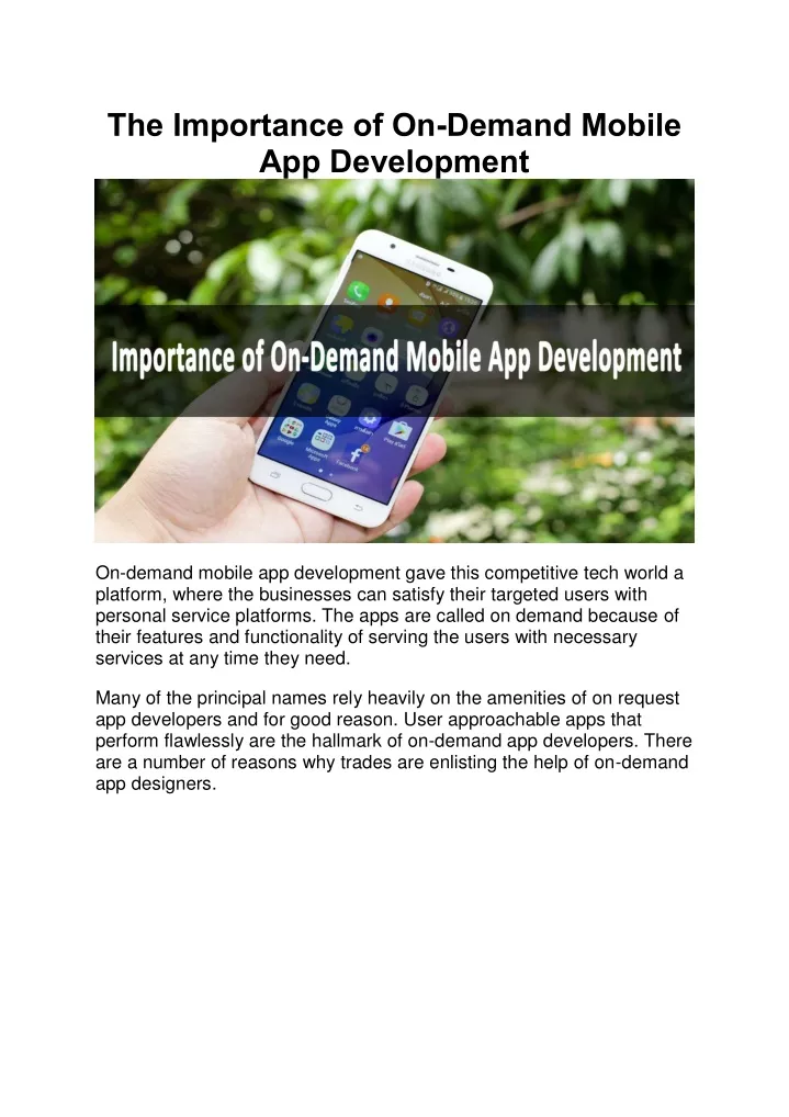 the importance of on demand mobile app development