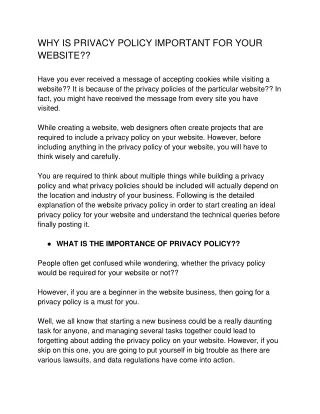 why is privacy policy important for your website