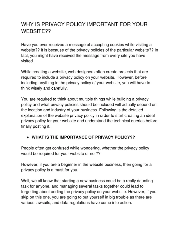 why is privacy policy important for your website