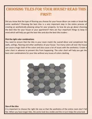choosing tiles for your house read this first