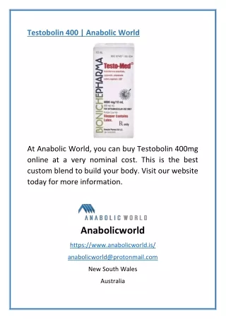 Testobolin 400 | Anabolic World