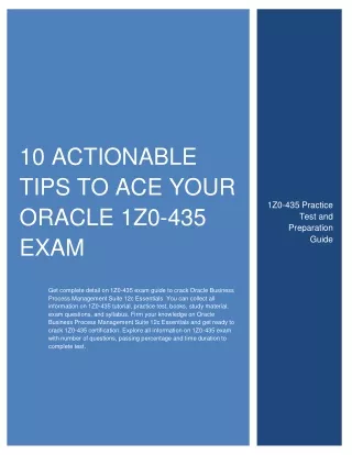 [BEST] 10 Actionable Tips to Ace Your Oracle 1Z0-435 Exam