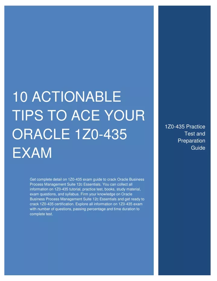 10 actionable tips to ace your oracle 1z0 435 exam