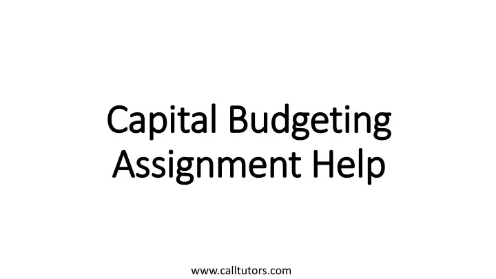 capital budgeting assignment help