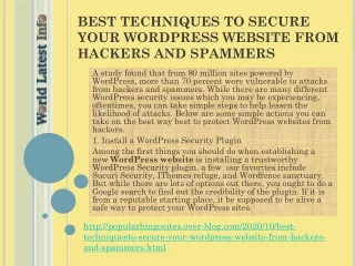 best techniques to secure your wordpress website from hackers and spammers