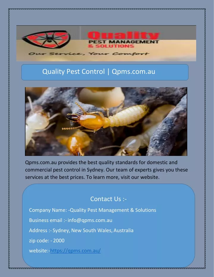 quality pest control qpms com au