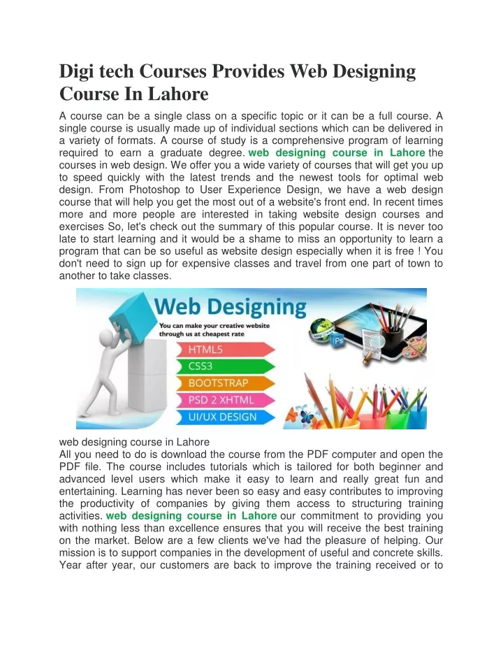 digi tech courses provides web designing course