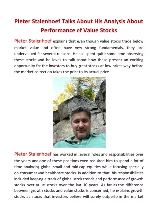 pieter stalenhoef talks about his analysis about
