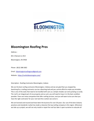 Bloomington Roofing Pros