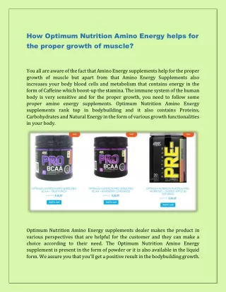 how optimum nutrition amino energy helps