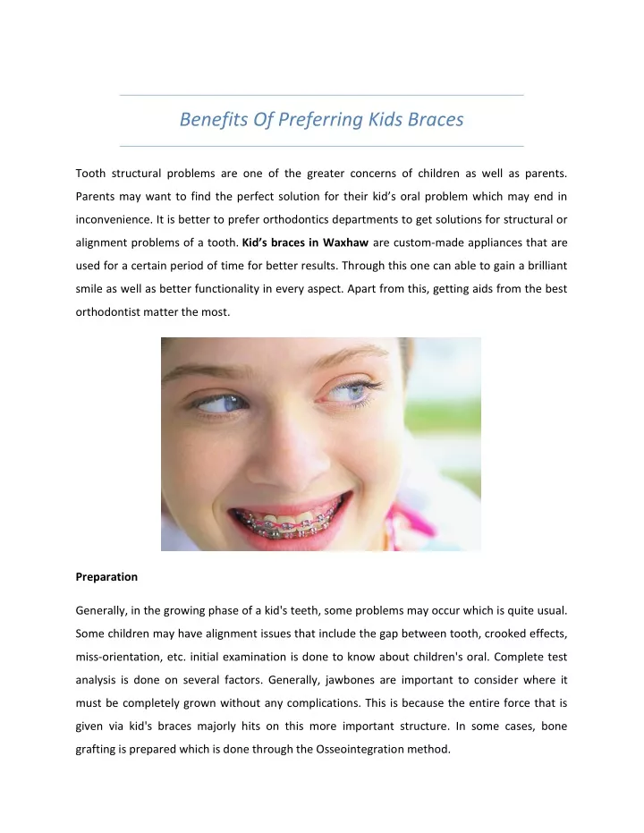 benefits of preferring kids braces