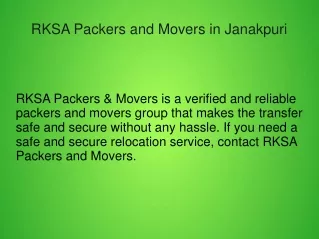Best Packers and Movers in Janakpuri
