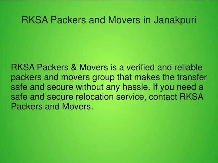 rksa packers and movers in janakpuri