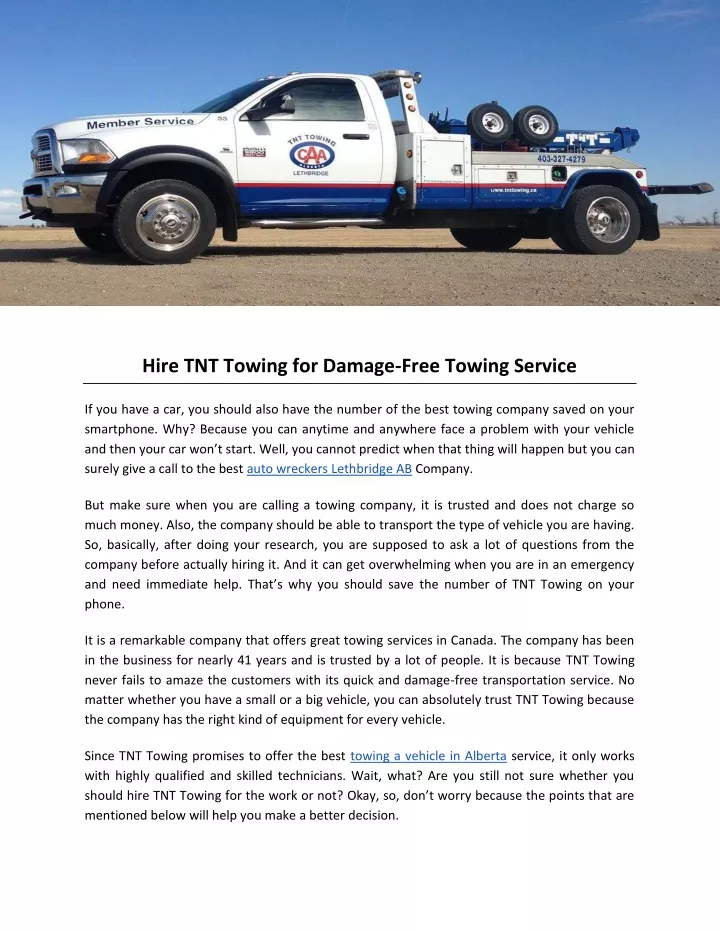 hire tnt towing for damage free towing service