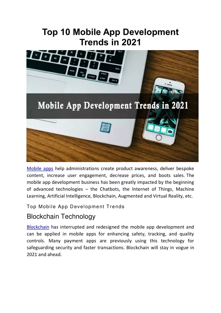 top 10 mobile app development trends in 2021