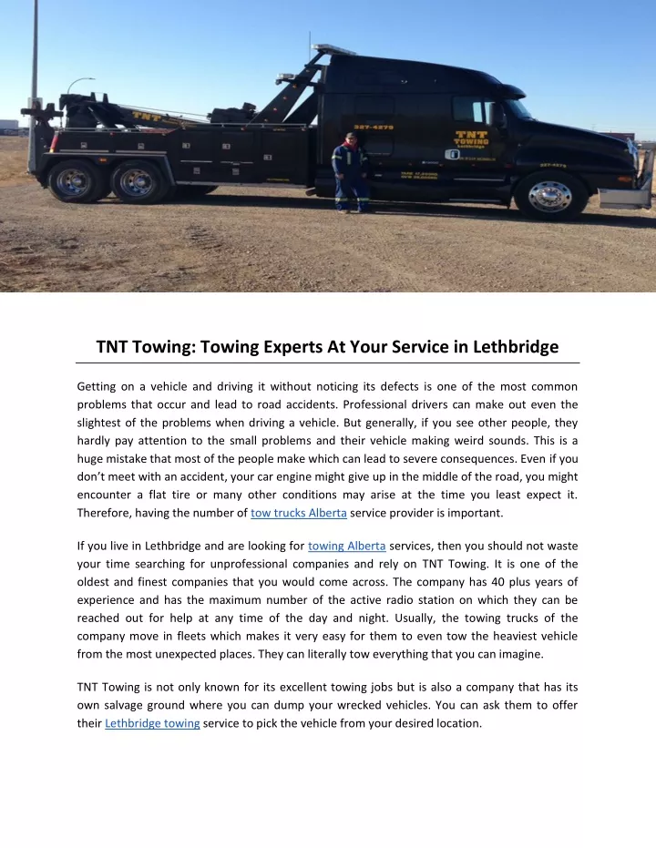 tnt towing towing experts at your service