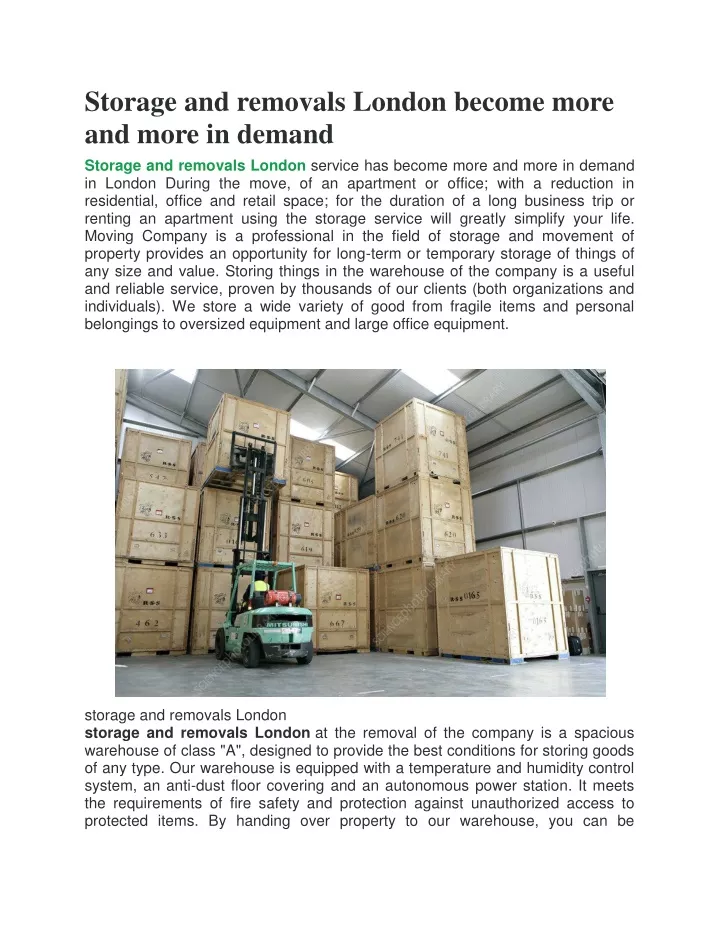 storage and removals london become more and more