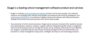 skugal is a leading school management software product and services