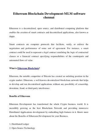 ethereum blockchain development mlm software