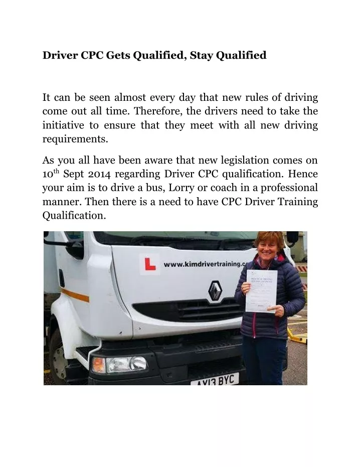 driver cpc gets qualified stay qualified