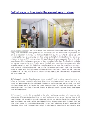 self storage in london is the easiest way to store