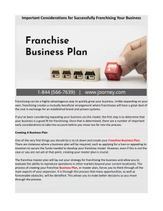 Important Considerations for Successfully Franchising Your Business