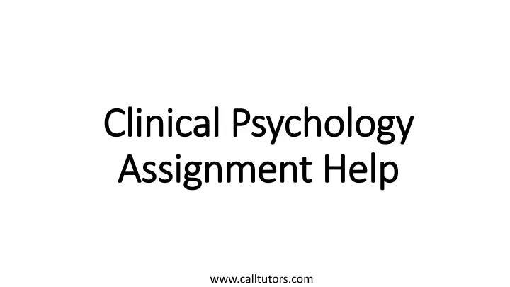 clinical psychology assignment help