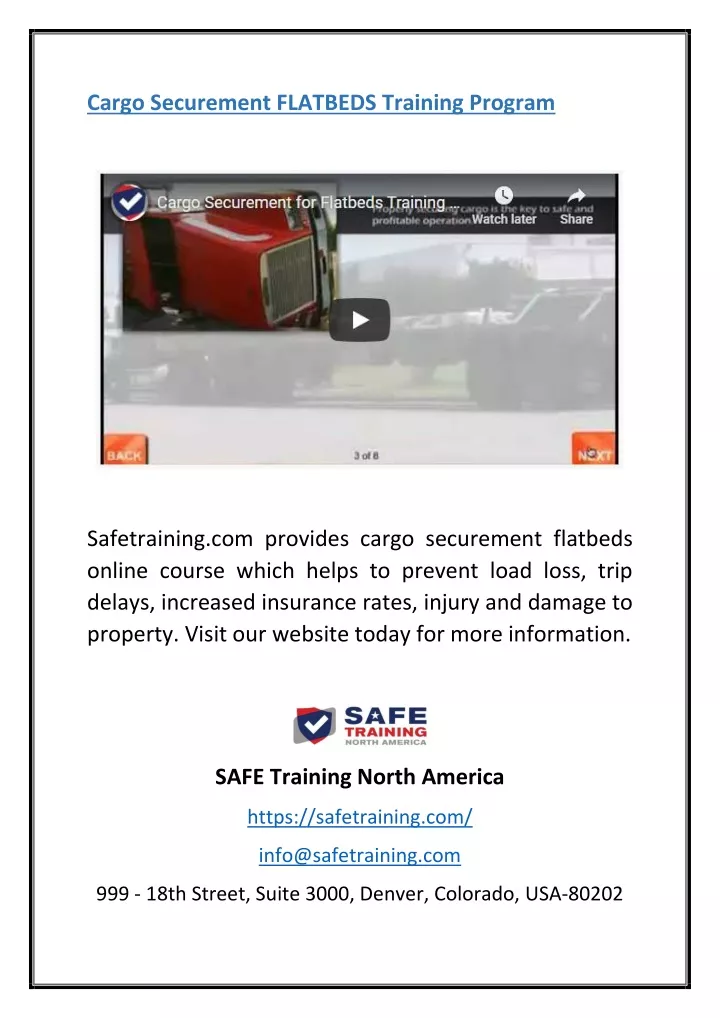 cargo securement flatbeds training program