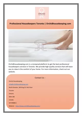 professional housekeepers toronto