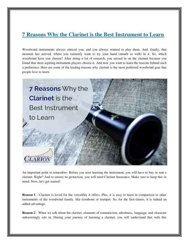 7 reasons why the clarinet is the best instrument