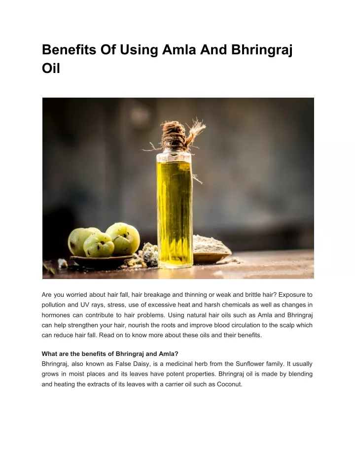 benefits of using amla and bhringraj oil
