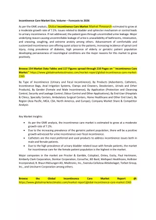 incontinence care market size volume forecasts