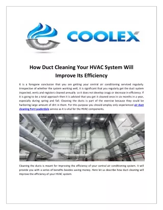 How Duct Cleaning Your HVAC System Will Improve Its Efficiency