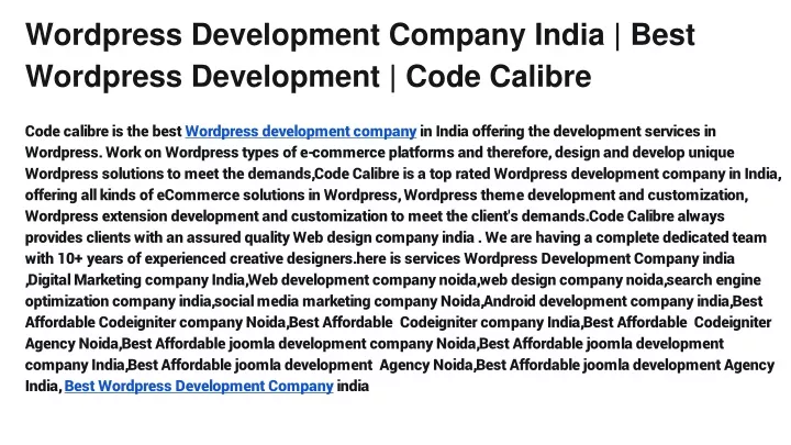 wordpress development company india best wordpress development code calibre