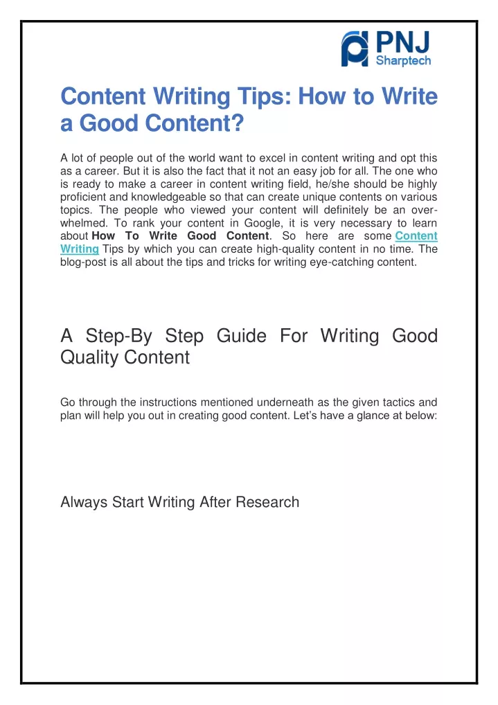 content writing tips how to write a good content