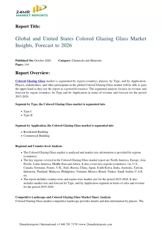 Colored Glazing Glass Market Insights, Forecast to 2026