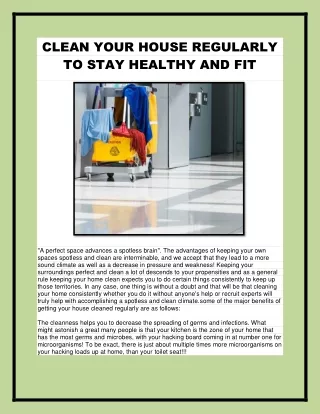 clean your house regularly to stay healthy and fit