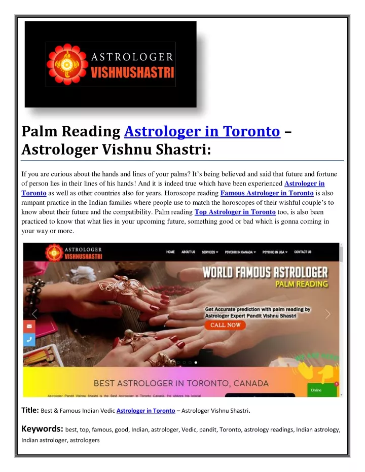 palm reading astrologer in toronto astrologer