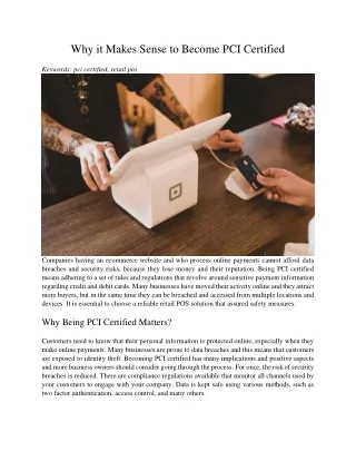 why it makes sense to become pci certified